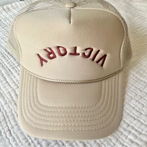 OTTO Beige Upside Down Victory Mesh Trucker Cap Ball Cap